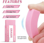SIKAO Pink Erasers, 6 Pack Block Pencil Erasers – Smudge-Free Latex-Free Cute - Image 3