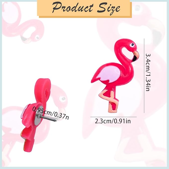 25 pcs Pink Flamingo Push Pins Cute Thumbtack Photos Wall Maps Bulletin Board - Image 3