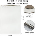 Sketch Book 11 x 14”, 100 Sheets Top Spiral Sketchbook, 68lb /100gsm Drawing - Image 2