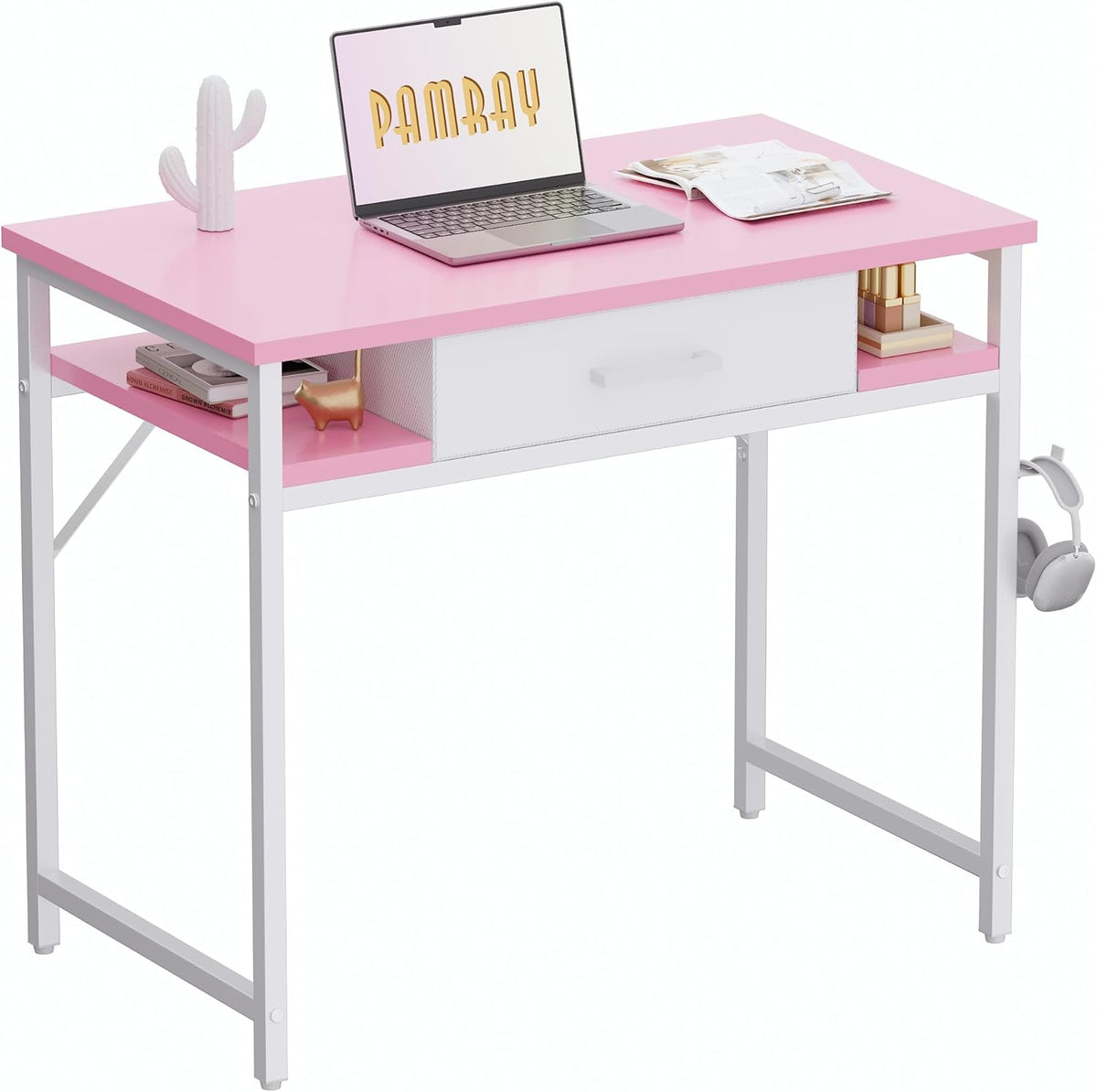 Pamray 32 Inch Small Computer Desk with Drawers for Bedroom Small Spaces