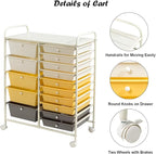 LDAILY 15 Drawer Rolling Storage Cart, Rolling Cart - Image 5