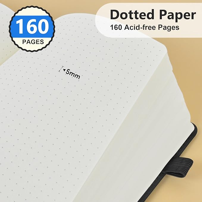 PERCUN Dotted Journal Notebook for Men & Women, 160 Pages Dot Grid notebook for - Image 4