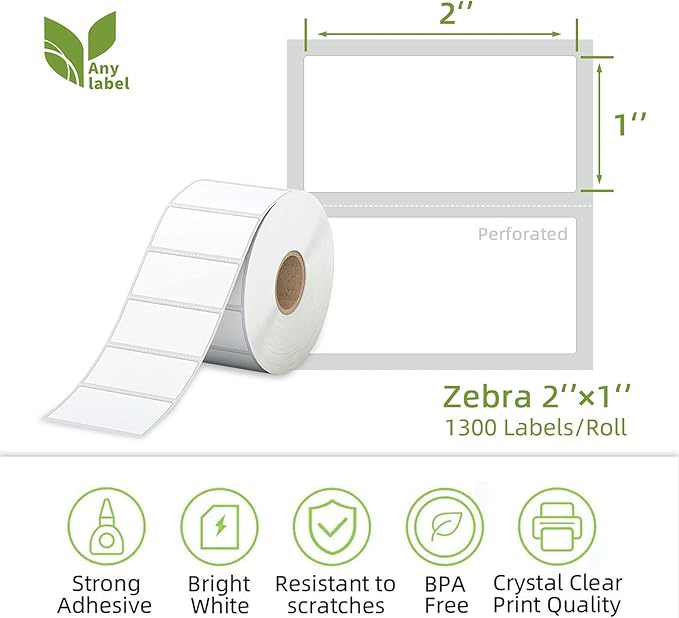2" x 1" Direct Thermal Label, Paper - Image 2