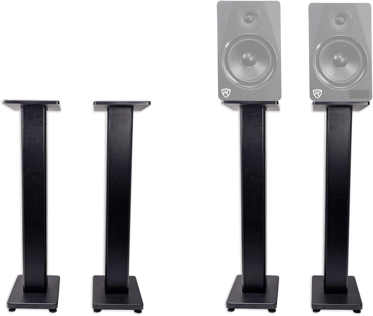 Rockville RHTSB Pair 36" Black Grain Bookshelf Speaker Stands