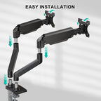 wali adjustable dual monitor arm for 13-32 inch on a desk or shelf