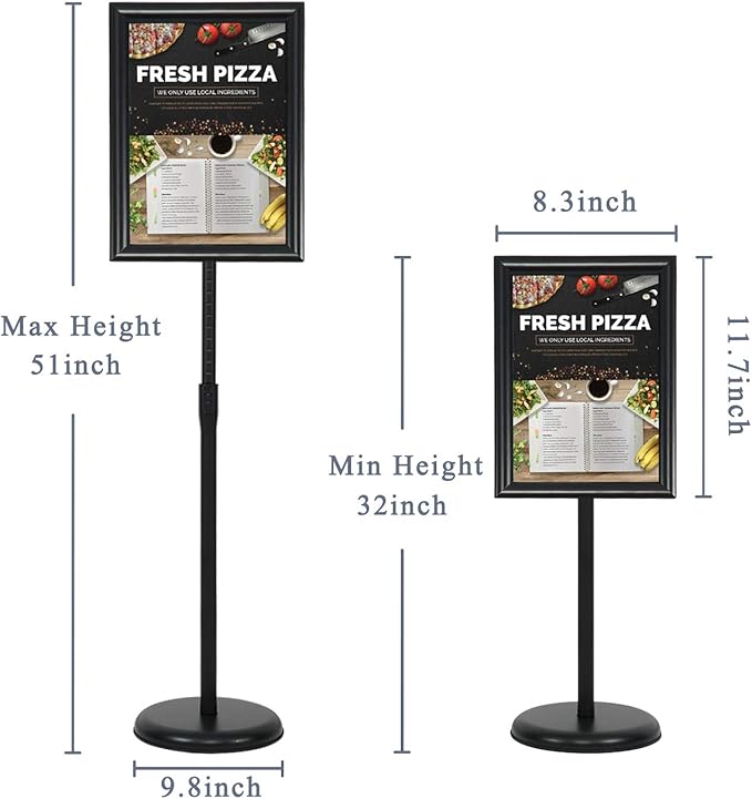 VAIIGO 8.5 x 11 Inch Adjustable Pedestal Sign Poster Stand, Heavy Duty Floor - Image 3