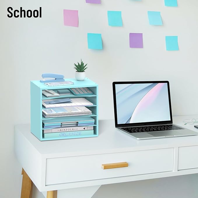 SHARKWOODS 5-Tier Wood Desk Organizer, Paper Tray Organizer - Image 9