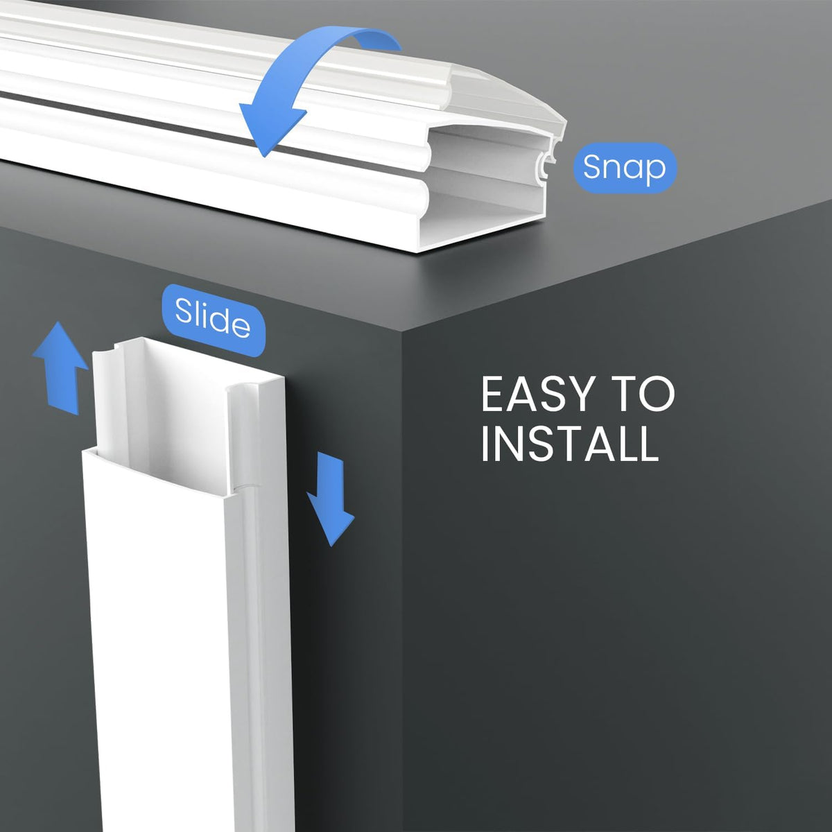 EVEO Cable Hider Wall 306” - Cable Raceway Cord Hider - Wire Covers for Cords...