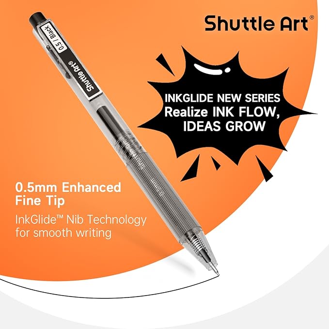 Shuttle Art Black Gel Pens, Ink Glide Series 90 Pack Retractable 0.5mm Fine - Image 4