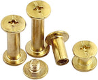 Hilitchi 120-Sets M5 x 5/10 / 15/25 / 35/45 Brass Plated Phillips Chicago Screw Posts Binding Screws Assortment Kit for Scrapbook Photo Albums Binding, Leather Repair - Gold