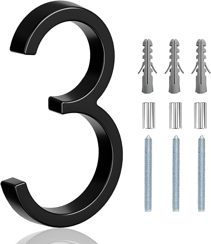 5" Floating Stainless Steel Address House Number, Modern Metal Anti-Rust House by MerearDecoration