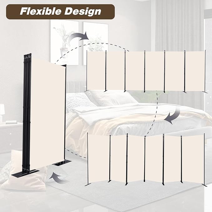 CHOSENM Room Divider, 6 Panel Folding Privacy Screens - Image 5
