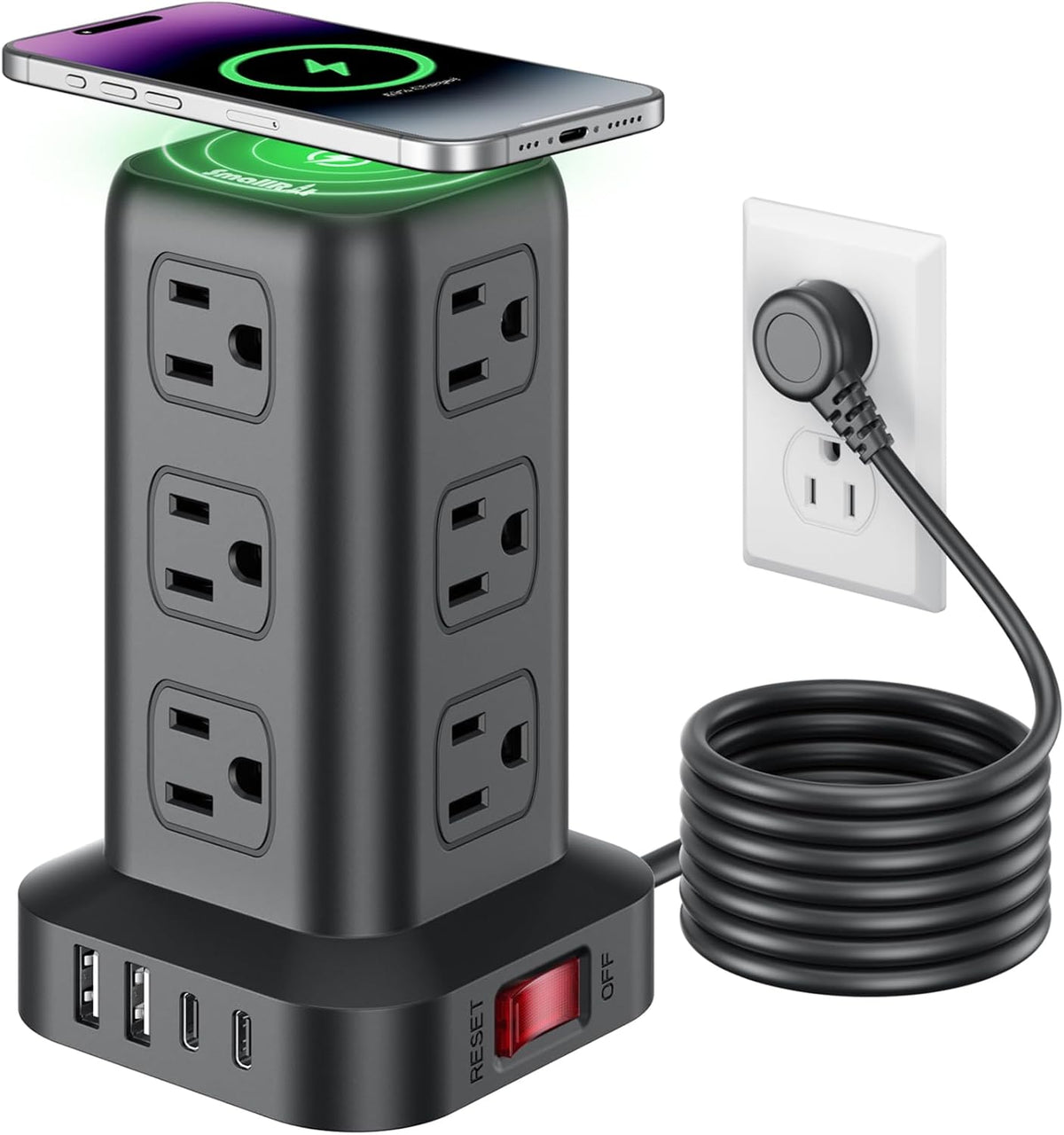 Extension Cord with Multiple Outlets, SMALLRT Power Strip Tower, Outlet Exten...