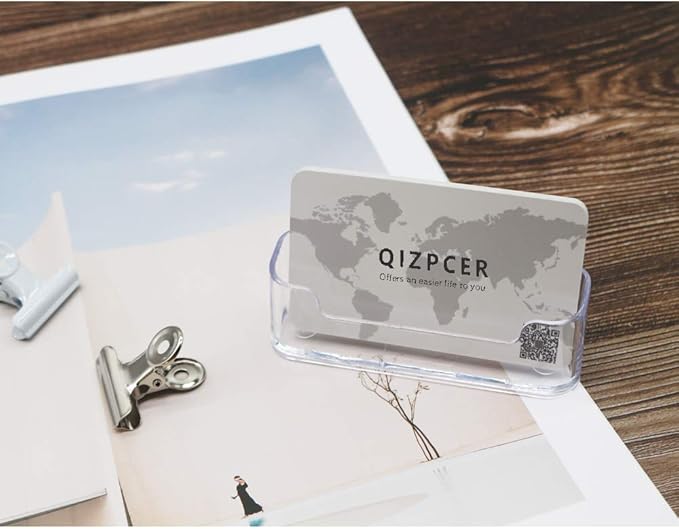 Qizpcer 16 Pack Clear Desktop Business Card Holder Display, Plastic Business - Image 7