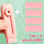 M&G 4+1 Pack Rubber Pink Erasers Sliding Retractable Eraser, Soft Cute Erasers - Image 4
