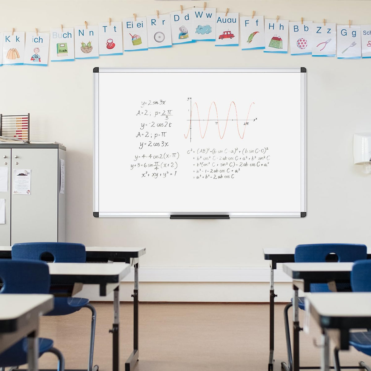 VIZ-PRO Dry Erase Board, 48 x 36 Inches, 2 Pack, Wall Mounted Whiteboard