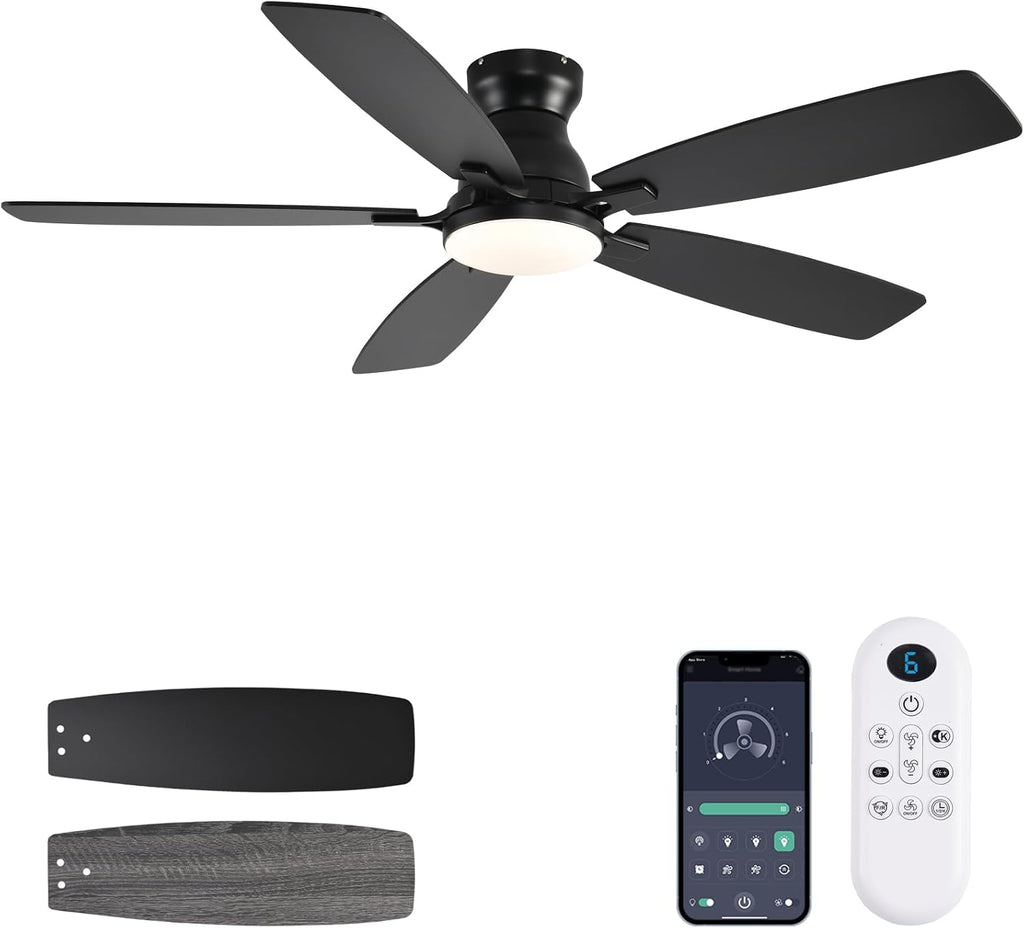 jsaitee ceiling fans with lights, 52 inch low, main product view