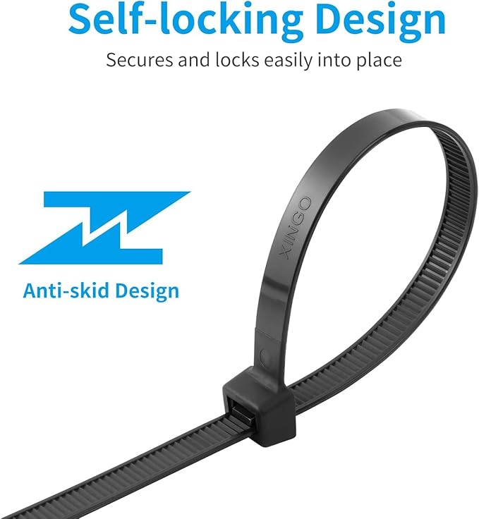 XINGO 16 Inch Black Large Zip Ties Heavy Duty 500 Pack, 200 LBS Ultra Strong - Image 3