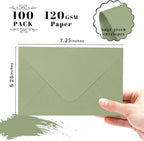 A7 Sage Green Envelopes 100 Pack, Goefun 5x7 V Flap Printable Envelopes - Image 2