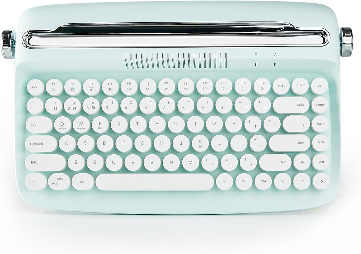 YUNZII ACTTO B303 Wireless Retro Typewriter Bluetooth Keyboard(Sweet Mint)