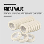 Lichamp Masking Tape 1 inch, 20 Pack General Purpose Beige White Masking Tape - Image 5