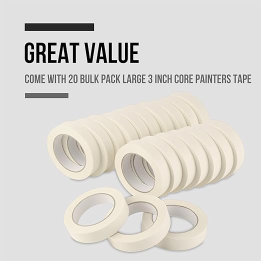 Lichamp Masking Tape 1 inch, 20 Pack General Purpose Beige White Masking Tape - Image 5