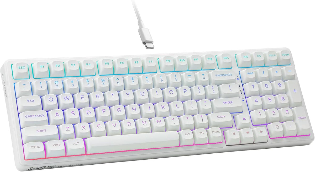 HUO JI E-Yooso Creamy Mechanical Keyboard Wired, RGB Backlit, White
