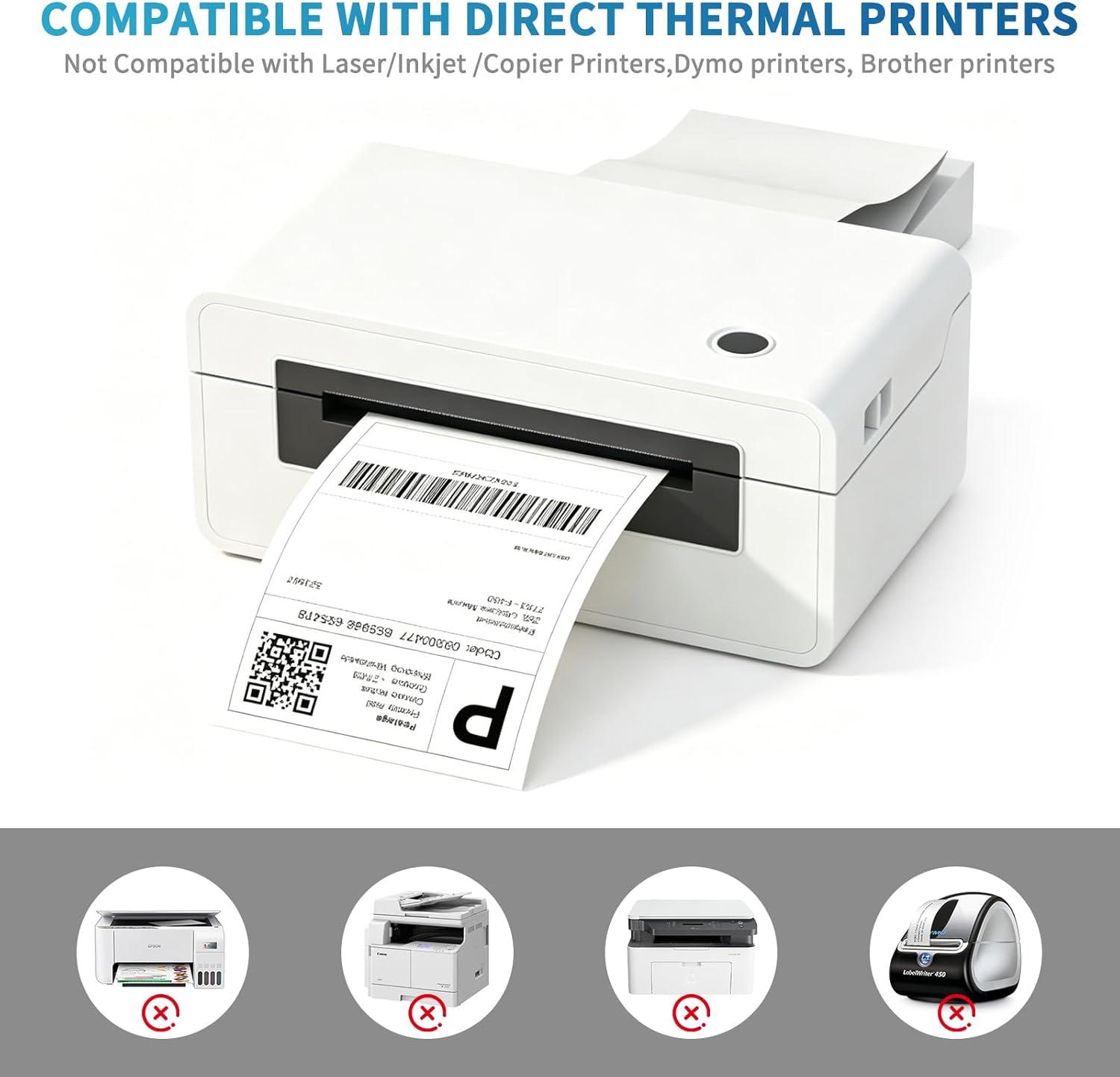 9527 Product Fanfold 4 x 6 Direct Thermal Labels White Perforated Shipping Labels, 500pcs per Stack,1 Stack