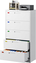 PEUKC 5 Drawer File Cabinet, Lateral Filing Cabinets - Image 3