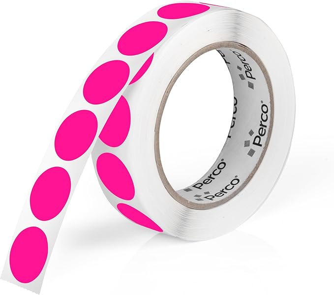Perco Fluorescent Pink 1-Inch Round Circle Dot Sticker Labels by Perco