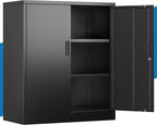 Metal Storage Cabinet, 36" Locking Cabinet with Adjustable Shelves for Garage, Office (Black)