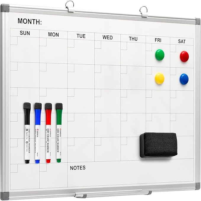 Comix Magnetic Dry Erase Calendar Whiteboard, 24 x 18 Inches Monthly Calendar by Comix