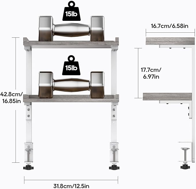 ART-GIFTREE Clamp On Desk Shelf 2-Tier, Wood Shelving Unit - Image 3