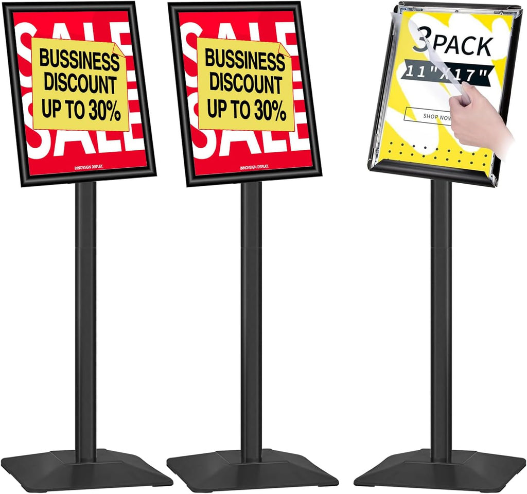 INNOVSIGN 3Packs Heavy Duty Adjustable Pedestal Poster Sign Stand, 11x17