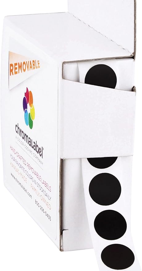ChromaLabel 1/2 Inch Circle Sticker Labels, Removable Sticky Dots by ChromaLabel