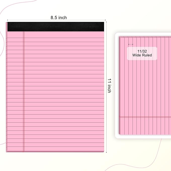 AILZFEI Colored Legal Pads 8.5 x 11 Note Pads, Wide Ruled Sturdy Back Writing - Image 2