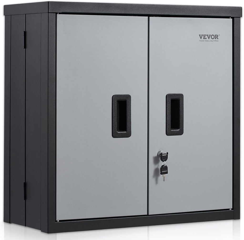 vevor foldable wall cabinet, metal garage locker mounted, main product view