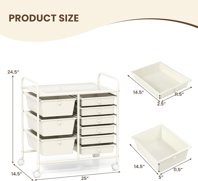 GOFLAME 9-Drawer Rolling Storage Cart, Mobile Utility Cart - Image 3