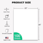 WritePads White Poster Boards 22"x28", 100 Pack, 130LB/290gsm Heavyweight - Image 2