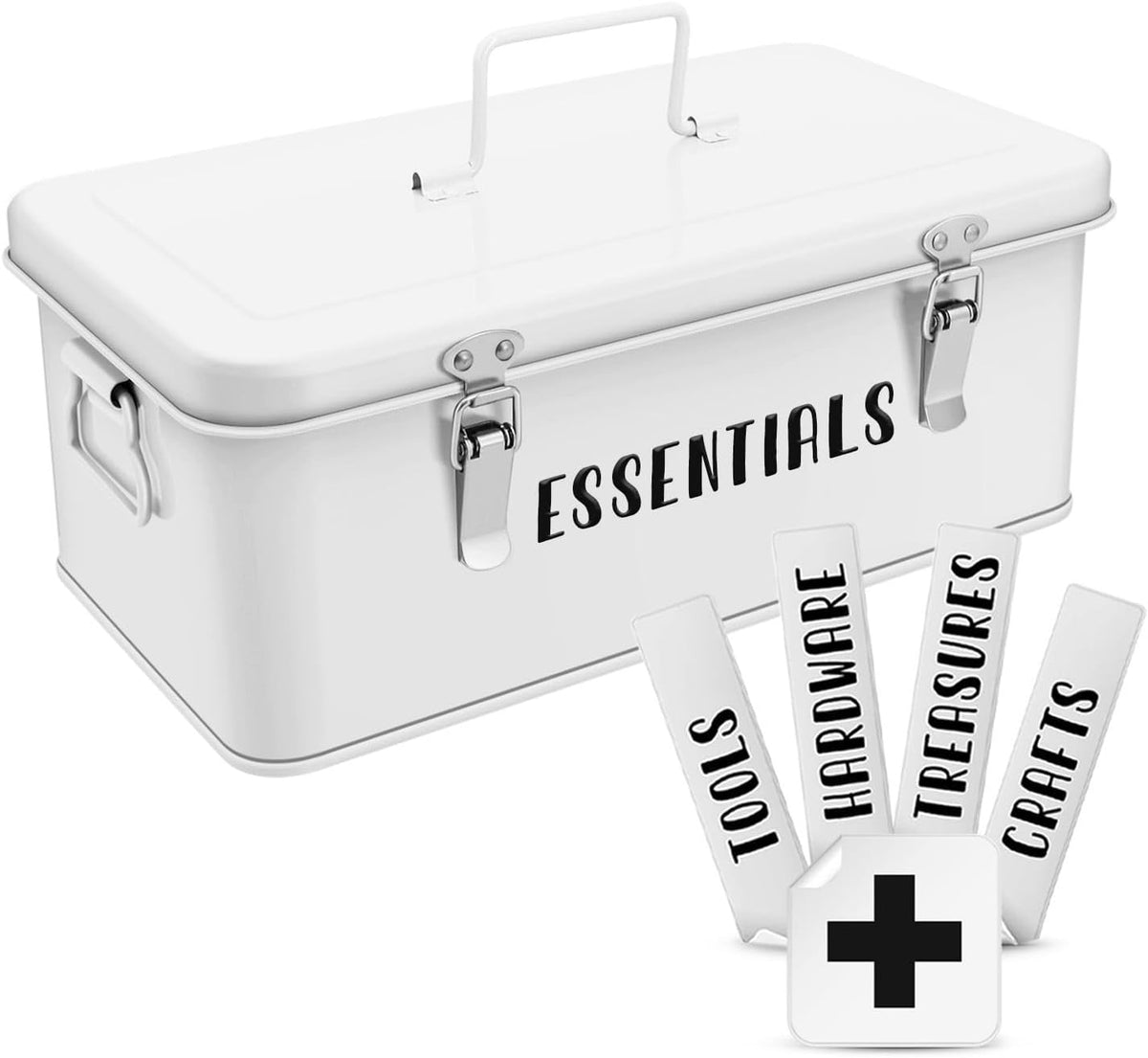 flexzion 12-inch metal seed storage box with lid, main product view