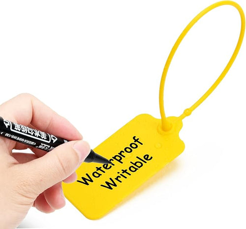 100 Yellow Blank Plastic Tags for Labeling Waterproof Hanging Labels Writable - Image 2