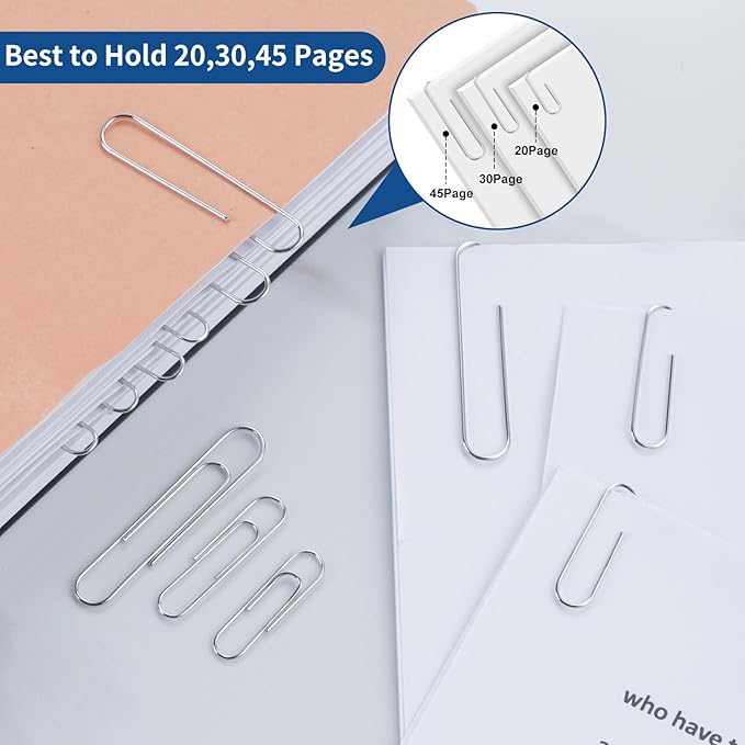 1800 Paper Clips Assorted Sizes Large, Medium and Small, Durable and Rustproof - Image 3