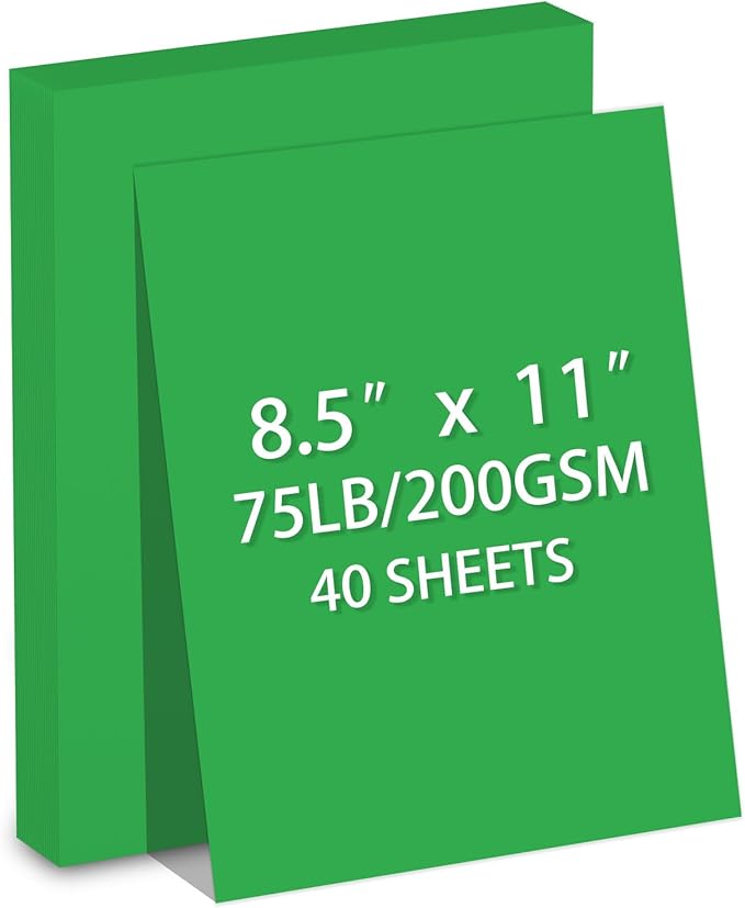 Cardstock 8.5 X 11, 40 Sheets, Christmas Green Card Stock, 75lb/ 180gsm by Ciphyfee