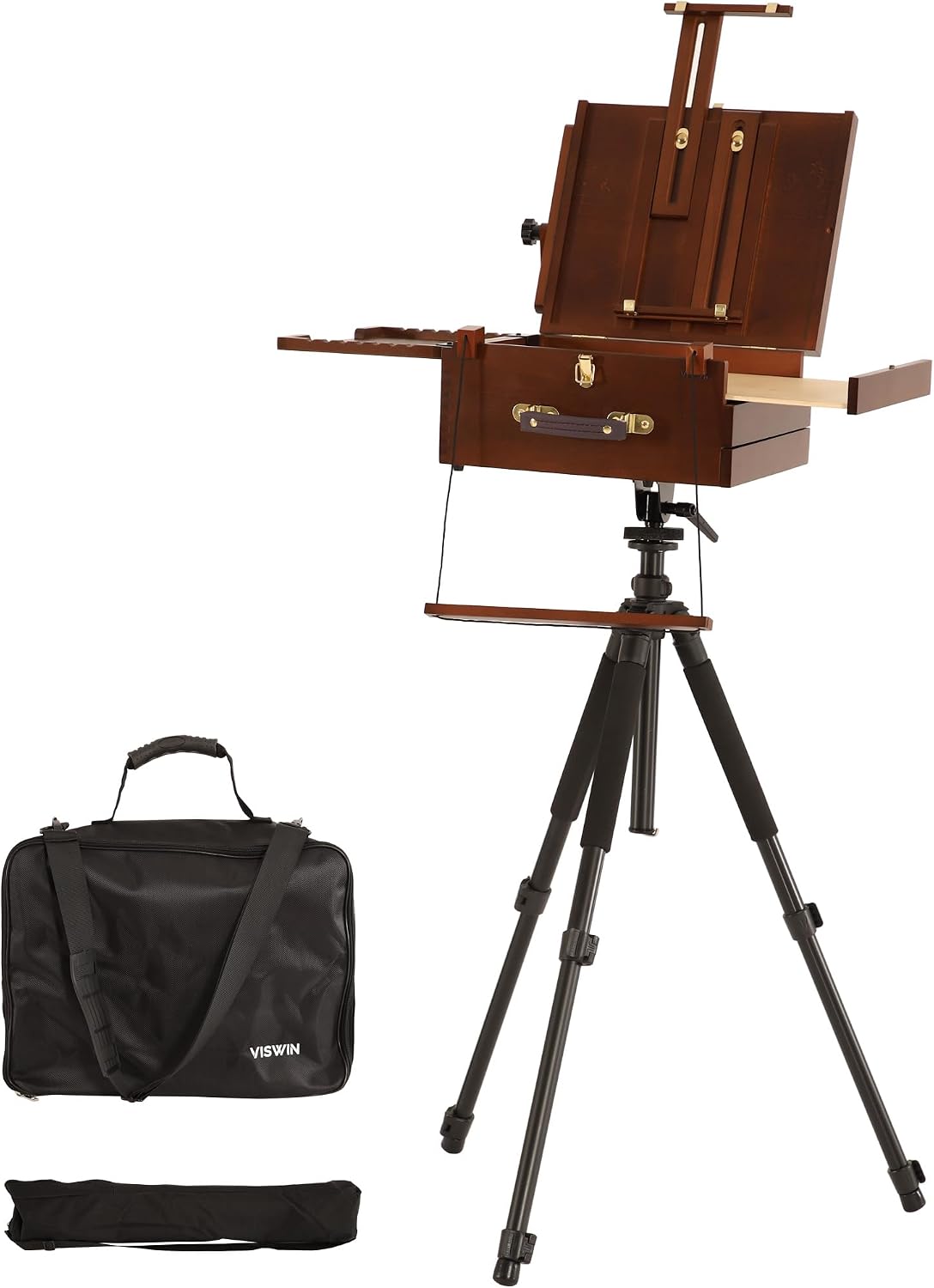 viswin portable plein air easel, pochade box with, main product view