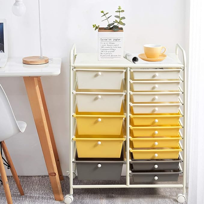 LDAILY 15 Drawer Rolling Storage Cart, Rolling Cart - Image 9