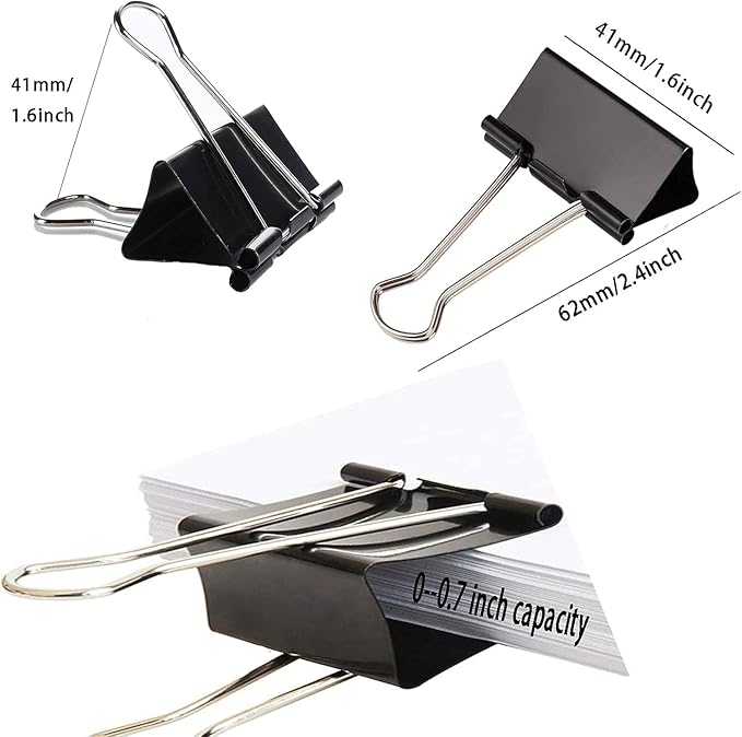 Large Binder Clips 1.6 Inch, Binder Clips Large Size, Big Paper Clips Clamps - Image 2