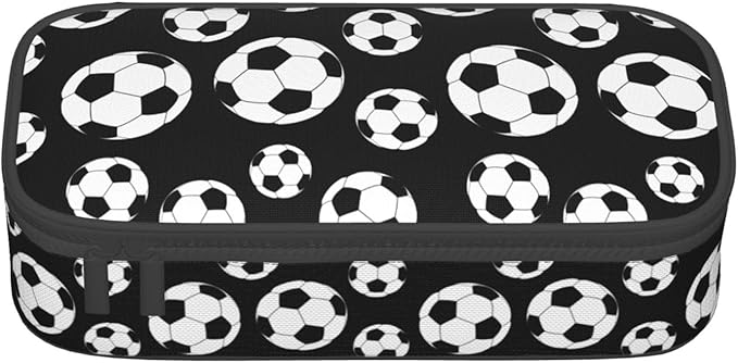 Black And White Soccer Ball Pencil Case Big Capacity Storage Pencil Pouch - Image 2