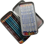 derwent pencil tin, removable tray, 33 count (2300582) shown in use