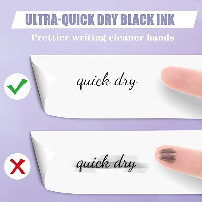 Piochoo Gel Pens, 0.5mm Quick Dry Black Ink Fine Point Smooth Writing Pens - Image 5