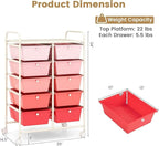 LDAILY 10 Drawer Rolling Cart, Storage Cart Organizer on Wheels, Drawer Cart - Image 3
